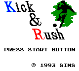 Kick & Rush title screen for Sega Game Gear